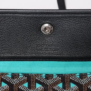 GOYARD ゴヤール トートバッグ サンルイPM クレール ヴォア 茶色 青 ブラック ブルー PVC シルバー金具 美品 中古 4a002838