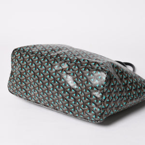 GOYARD ゴヤール トートバッグ サンルイPM クレール ヴォア 茶色 青 ブラック ブルー PVC シルバー金具 美品 中古 4a002838