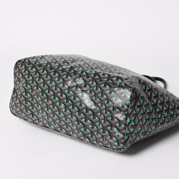 GOYARD ゴヤール トートバッグ サンルイPM クレール ヴォア 茶色 青 ブラック ブルー PVC シルバー金具 美品 中古 4a002838