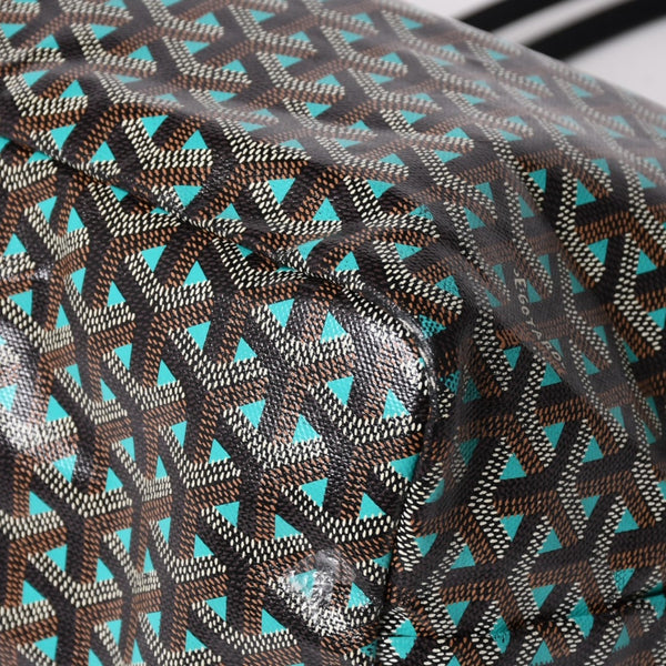 GOYARD ゴヤール トートバッグ サンルイPM クレール ヴォア 茶色 青 ブラック ブルー PVC シルバー金具 美品 中古 4a002838