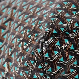 GOYARD ゴヤール トートバッグ サンルイPM クレール ヴォア 茶色 青 ブラック ブルー PVC シルバー金具 美品 中古 4a002838
