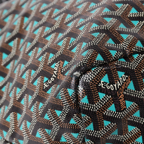 GOYARD ゴヤール トートバッグ サンルイPM クレール ヴォア 茶色 青 ブラック ブルー PVC シルバー金具 美品 中古 4a002838