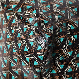 GOYARD ゴヤール トートバッグ サンルイPM クレール ヴォア 茶色 青 ブラック ブルー PVC シルバー金具 美品 中古 4a002838
