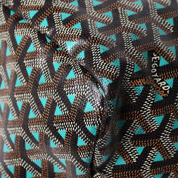 GOYARD ゴヤール トートバッグ サンルイPM クレール ヴォア 茶色 青 ブラック ブルー PVC シルバー金具 美品 中古 4a002838