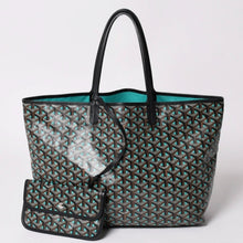 画像をギャラリービューアに読み込む, GOYARD ゴヤール トートバッグ サンルイPM クレール ヴォア 茶色 青 ブラック ブルー PVC シルバー金具 美品 中古 4a002838
