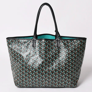 GOYARD ゴヤール トートバッグ サンルイPM クレール ヴォア 茶色 青 ブラック ブルー PVC シルバー金具 美品 中古 4a002838