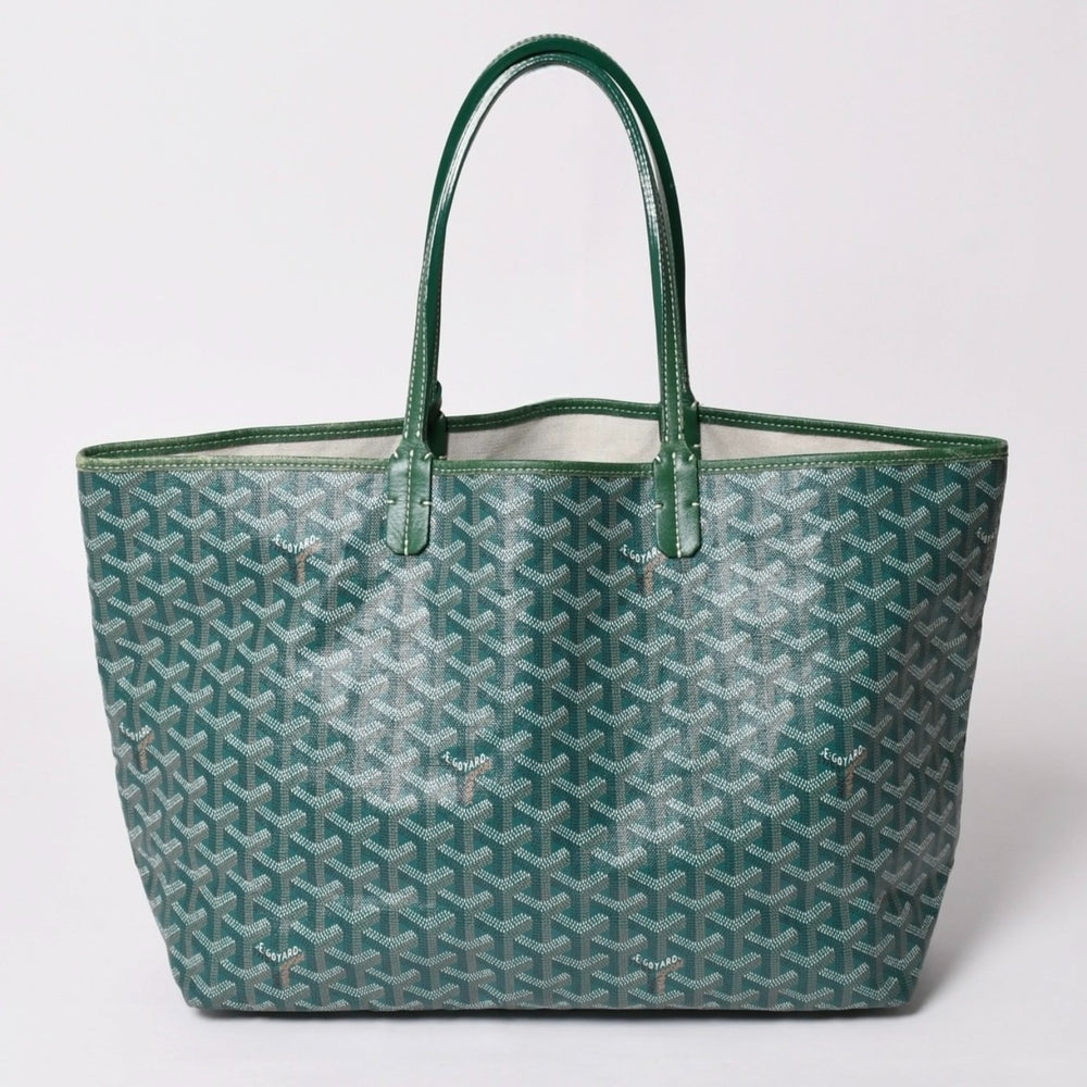 GOYARD ゴヤール サンルイPM バッグ トートバッグ STLCROPMLTY09CL09P PVC レザー グリーン ポーチ付き 美品 中古 4a002930