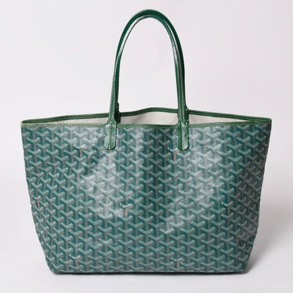 GOYARD ゴヤール サンルイPM バッグ トートバッグ STLCROPMLTY09CL09P PVC レザー グリーン ポーチ付き 美品 中古 4a002930