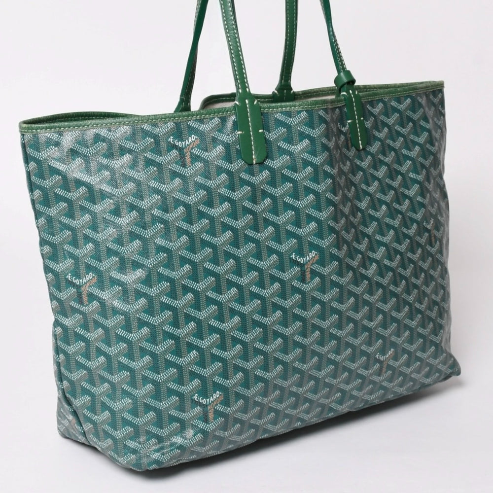 GOYARD ゴヤール サンルイPM バッグ トートバッグ STLCROPMLTY09CL09P PVC レザー グリーン ポーチ付き 美品 中古 4a002930