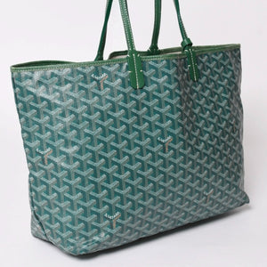 GOYARD ゴヤール サンルイPM バッグ トートバッグ STLCROPMLTY09CL09P PVC レザー グリーン ポーチ付き 美品 中古 4a002930