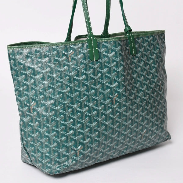 GOYARD ゴヤール サンルイPM バッグ トートバッグ STLCROPMLTY09CL09P PVC レザー グリーン ポーチ付き 美品 中古 4a002930