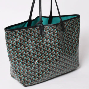GOYARD ゴヤール トートバッグ サンルイPM クレール ヴォア 茶色 青 ブラック ブルー PVC シルバー金具 美品 中古 4a002838