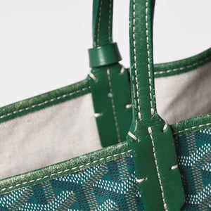 GOYARD ゴヤール サンルイPM バッグ トートバッグ STLCROPMLTY09CL09P PVC レザー グリーン ポーチ付き 美品 中古 4a002930