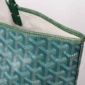 GOYARD ゴヤール サンルイPM バッグ トートバッグ STLCROPMLTY09CL09P PVC レザー グリーン ポーチ付き 美品 中古 4a002930