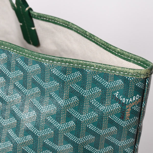 GOYARD ゴヤール サンルイPM バッグ トートバッグ STLCROPMLTY09CL09P PVC レザー グリーン ポーチ付き 美品 中古 4a002930