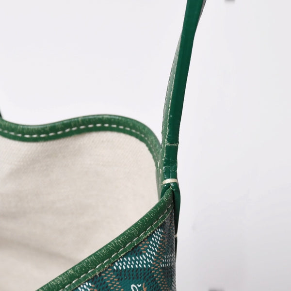 GOYARD ゴヤール サンルイPM バッグ トートバッグ STLCROPMLTY09CL09P PVC レザー グリーン ポーチ付き 美品 中古 4a002930