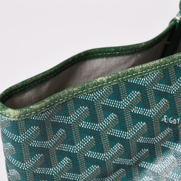 GOYARD ゴヤール サンルイPM バッグ トートバッグ STLCROPMLTY09CL09P PVC レザー グリーン ポーチ付き 美品 中古 4a002930