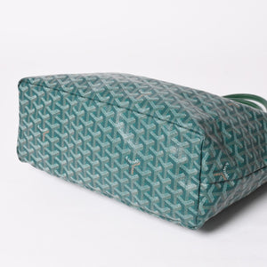 GOYARD ゴヤール サンルイPM バッグ トートバッグ STLCROPMLTY09CL09P PVC レザー グリーン ポーチ付き 美品 中古 4a002930