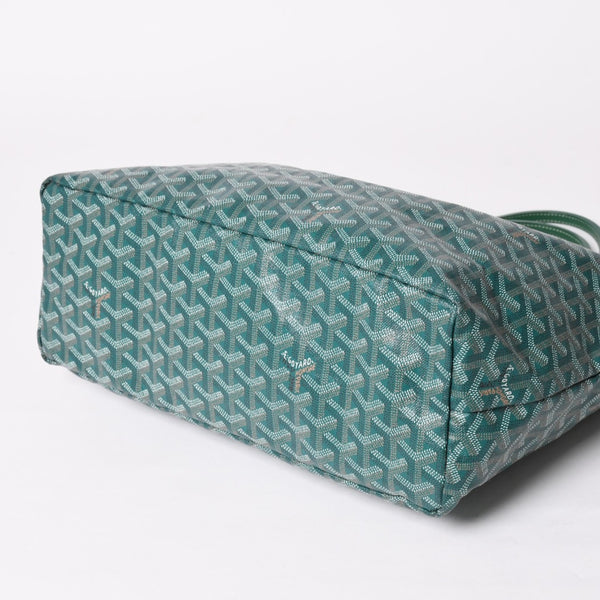 GOYARD ゴヤール サンルイPM バッグ トートバッグ STLCROPMLTY09CL09P PVC レザー グリーン ポーチ付き 美品 中古 4a002930