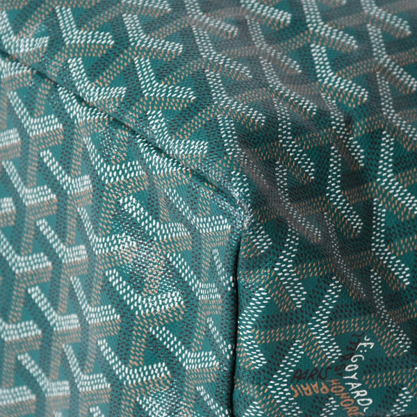 GOYARD ゴヤール サンルイPM バッグ トートバッグ STLCROPMLTY09CL09P PVC レザー グリーン ポーチ付き 美品 中古 4a002930