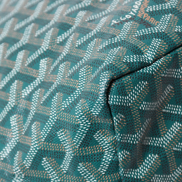 GOYARD ゴヤール サンルイPM バッグ トートバッグ STLCROPMLTY09CL09P PVC レザー グリーン ポーチ付き 美品 中古 4a002930