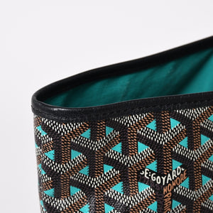 GOYARD ゴヤール トートバッグ サンルイPM クレール ヴォア 茶色 青 ブラック ブルー PVC シルバー金具 美品 中古 4a002838