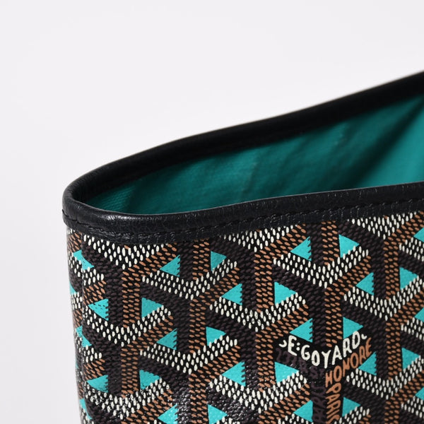 GOYARD ゴヤール トートバッグ サンルイPM クレール ヴォア 茶色 青 ブラック ブルー PVC シルバー金具 美品 中古 4a002838