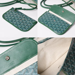 GOYARD ゴヤール サンルイPM バッグ トートバッグ STLCROPMLTY09CL09P PVC レザー グリーン ポーチ付き 美品 中古 4a002930