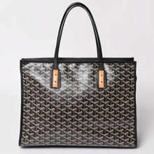 画像をギャラリービューアに読み込む, GOYARD ゴヤール トートバッグ マルキーズ PVCコーティングキャンバス ブラック ウッドパーツ VIT120141 シルバー金具 美品 中古 4a002886
