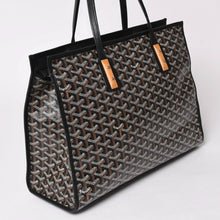 画像をギャラリービューアに読み込む, GOYARD ゴヤール トートバッグ マルキーズ PVCコーティングキャンバス ブラック ウッドパーツ VIT120141 シルバー金具 美品 中古 4a002886