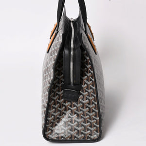 GOYARD ゴヤール トートバッグ マルキーズ PVCコーティングキャンバス ブラック ウッドパーツ VIT120141 シルバー金具 美品 中古 4a002886