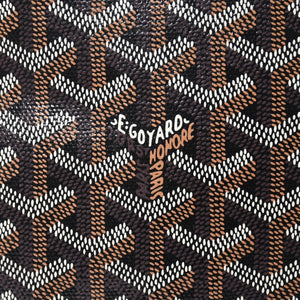 GOYARD ゴヤール トートバッグ マルキーズ PVCコーティングキャンバス ブラック ウッドパーツ VIT120141 シルバー金具 美品 中古 4a002886