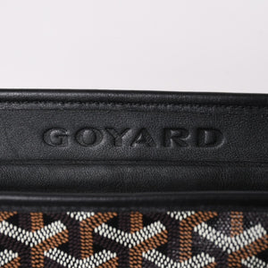 GOYARD ゴヤール トートバッグ マルキーズ PVCコーティングキャンバス ブラック ウッドパーツ VIT120141 シルバー金具 美品 中古 4a002886