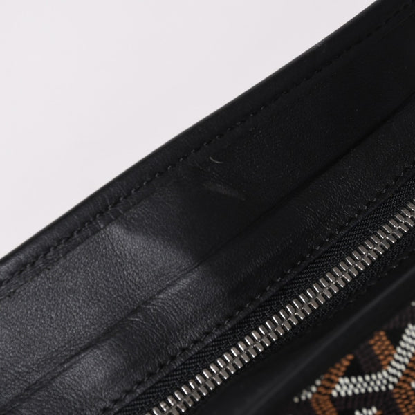 GOYARD ゴヤール トートバッグ マルキーズ PVCコーティングキャンバス ブラック ウッドパーツ VIT120141 シルバー金具 美品 中古 4a002886