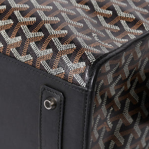 GOYARD ゴヤール トートバッグ マルキーズ PVCコーティングキャンバス ブラック ウッドパーツ VIT120141 シルバー金具 美品 中古 4a002886