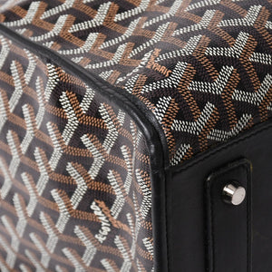 GOYARD ゴヤール トートバッグ マルキーズ PVCコーティングキャンバス ブラック ウッドパーツ VIT120141 シルバー金具 美品 中古 4a002886
