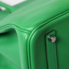 画像をギャラリービューアに読み込む, 極美品 HERMES エルメス BIRKIN バーキン35 バンブー グリーン シルバー金具 ヴォーエプソン ハンドバッグ □R刻印 中古 4a002841