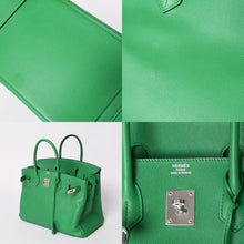画像をギャラリービューアに読み込む, 極美品 HERMES エルメス BIRKIN バーキン35 バンブー グリーン シルバー金具 ヴォーエプソン ハンドバッグ □R刻印 中古 4a002841