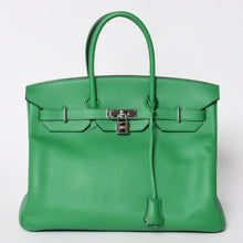 画像をギャラリービューアに読み込む, 極美品 HERMES エルメス BIRKIN バーキン35 バンブー グリーン シルバー金具 ヴォーエプソン ハンドバッグ □R刻印 中古 4a002841