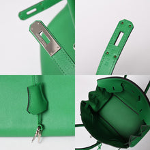 画像をギャラリービューアに読み込む, 極美品 HERMES エルメス BIRKIN バーキン35 バンブー グリーン シルバー金具 ヴォーエプソン ハンドバッグ □R刻印 中古 4a002841