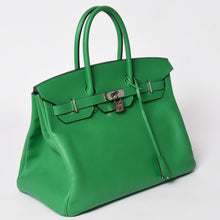 画像をギャラリービューアに読み込む, 極美品 HERMES エルメス BIRKIN バーキン35 バンブー グリーン シルバー金具 ヴォーエプソン ハンドバッグ □R刻印 中古 4a002841