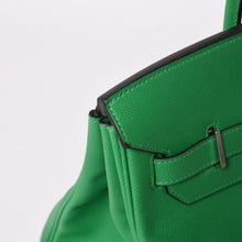 画像をギャラリービューアに読み込む, 極美品 HERMES エルメス BIRKIN バーキン35 バンブー グリーン シルバー金具 ヴォーエプソン ハンドバッグ □R刻印 中古 4a002841
