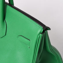 画像をギャラリービューアに読み込む, 極美品 HERMES エルメス BIRKIN バーキン35 バンブー グリーン シルバー金具 ヴォーエプソン ハンドバッグ □R刻印 中古 4a002841