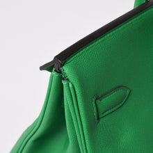 画像をギャラリービューアに読み込む, 極美品 HERMES エルメス BIRKIN バーキン35 バンブー グリーン シルバー金具 ヴォーエプソン ハンドバッグ □R刻印 中古 4a002841