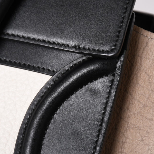 極美品 CELINE セリーヌ ラゲージマイクロショッパー ショルダーバッグ ハンドバッグ トリコロール カーフスキン スエード ヌバック ゴールド金具 廃盤 中古 4a002941