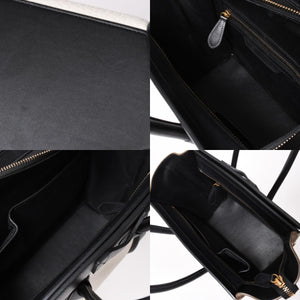極美品 CELINE セリーヌ ラゲージマイクロショッパー ショルダーバッグ ハンドバッグ トリコロール カーフスキン スエード ヌバック ゴールド金具 廃盤 中古 4a002941