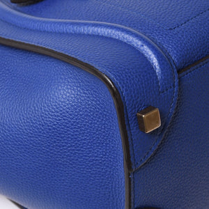 極美品 CELINE セリーヌ ラゲージマイクロショッパー ショルダーバッグ ハンドバッグ フィービー期 インディゴブルー マリン カーフスキン スエード ゴールド金具 廃盤 中古 4a002942