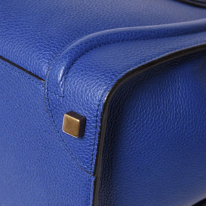 極美品 CELINE セリーヌ ラゲージマイクロショッパー ショルダーバッグ ハンドバッグ フィービー期 インディゴブルー マリン カーフスキン スエード ゴールド金具 廃盤 中古 4a002942