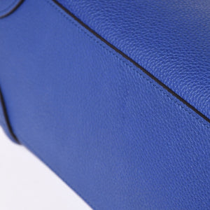 極美品 CELINE セリーヌ ラゲージマイクロショッパー ショルダーバッグ ハンドバッグ フィービー期 インディゴブルー マリン カーフスキン スエード ゴールド金具 廃盤 中古 4a002942