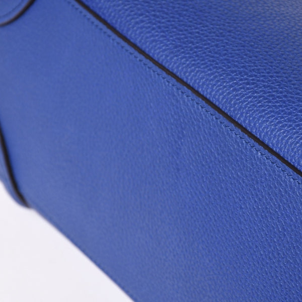 極美品 CELINE セリーヌ ラゲージマイクロショッパー ショルダーバッグ ハンドバッグ フィービー期 インディゴブルー マリン カーフスキン スエード ゴールド金具 廃盤 中古 4a002942